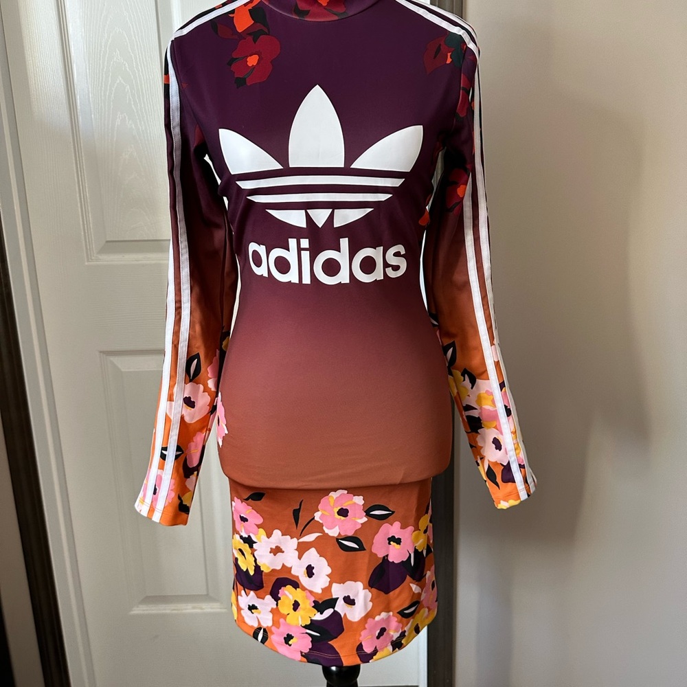 Adidas NWT Purple and Orange Floral Dress
